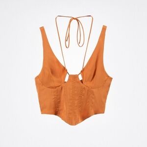 Size small Zara orange corset top, silk